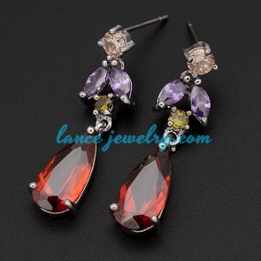 Colorful cubic zirconia decoration earrings