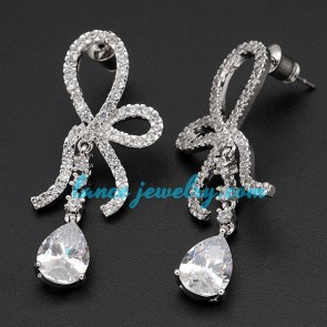 Lovely bowknot shape brass alloy earrings