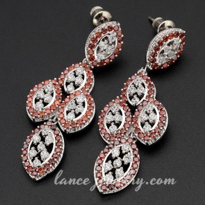 Creative?drop earrings with brass alloy & cubic zirconia decoration