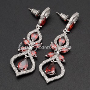 Creative red cubic zirconia decoration earrings 