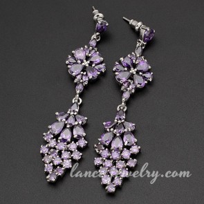 Glittering drop earrings with beautiful cubic zirconia decoration