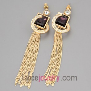 Personality earrings with zinc alloy  decorated rhinestone and modena crystal and chain pendant