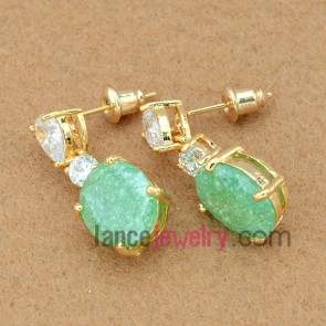 Beatuful drop earrings with green color pendant