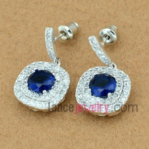 Elegant blue color pendant decorated drop earrings