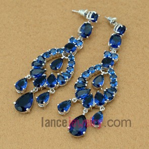 Gorgeous blue color zirconia penddant drop earrings