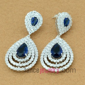 Fashion zirconia pendant decorated drop earrings