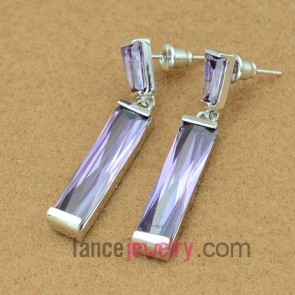 Unique violet color zirconia decorated drop earrings