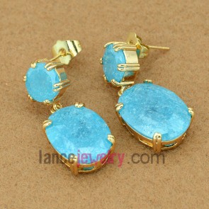 Natural sky blue color pendant drop earrings