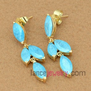 Unique earrings with leaf model pendant