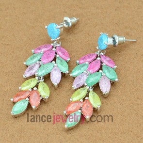 Nice leaf model pendant decorated drop earrings