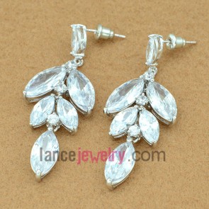 Glittering color zirconia decorated stud earrings