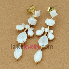 Fashion drop earrings with white color zirconia pendant
