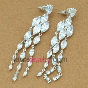 Popular white color zirconia pendant drop earrings