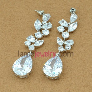 Nice white color zirconia pendant drop earrings