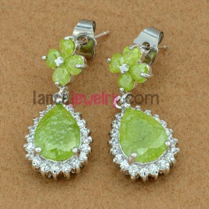 Nice green color zirconia pendant deocrated drop earrings