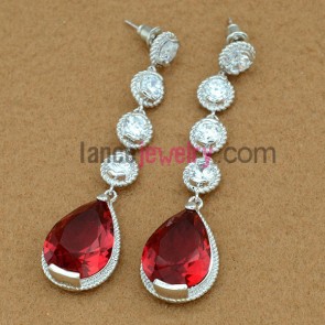 Gorgeous red color pendant drop earrings