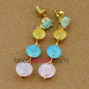 Nice mix color zirconia pendant decorated drop earrings