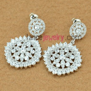 Delicate drop earrings with white color zirocnia beads
