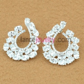Nice white color zirconia beads decorated stud earrings