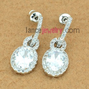G;ittering white color zirconia beads pendant drop earrings