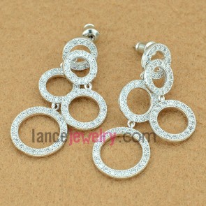 Fashion zirconia beads deocrated circles drop earrings