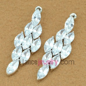Delicate drop earrings with white color zirocnia beads