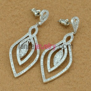 Nice zirconia beads decorated pendant drop earrings