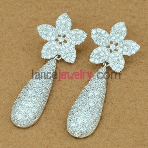 Delicate drop earrings with tiny zirconia beads