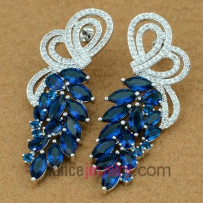 Elegant drop earrings with blue color zirconia beads pendant