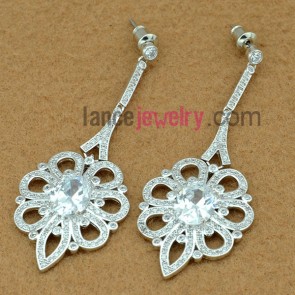 Lovely flower model pendant drop earrings
