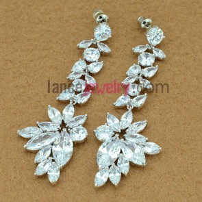 Fashion white color zirconia beads deocration drop earrings