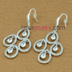 Elegant white color zirconia beads drop earrings 