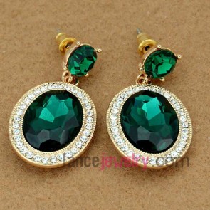 Fancy green crystal decoration drop earrings 