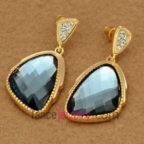 Simple zinc alloy earrings with crystal & rhinestone decoration 
