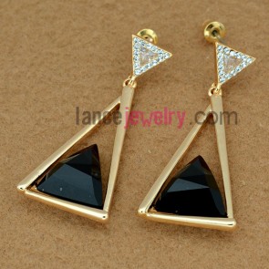 Nice drop earrings decorated with triangle crystal