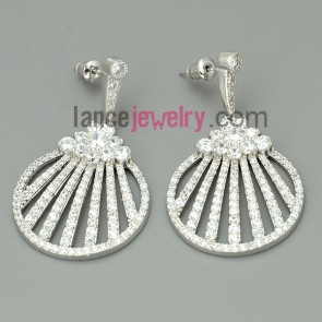Glittering zirconia beads decoration drop earrings