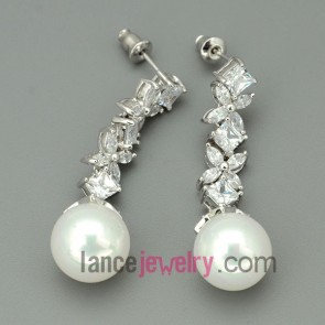 Sweet imitation pearls decorated drop earrings