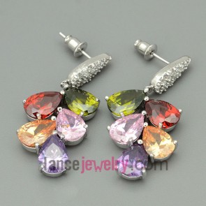 Colorful zirconia pendant decoration chandelier earrings
