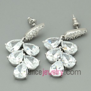 Pure white color decorated chandelier earrings