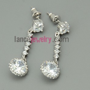 Delicate drop earrings with zirconia decoration