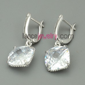 Trendy silver color drop earrings with pendant