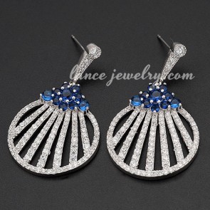 Attractive blue cubic zirconia decoration earrings