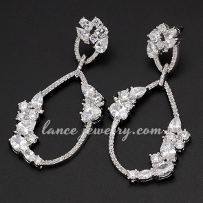 Attractive cubic zirconia decoration drop earrings