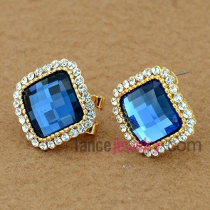 Lovely blue crystal decoration earrings