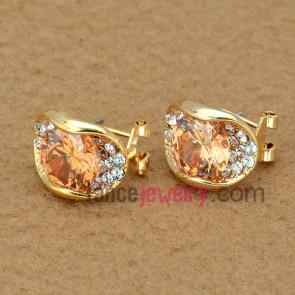 Fashion zinc alloy stud earrings decorated with rhinestone and crystal