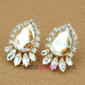 Delicate rhinestone & crystal decoration earrings with special shape