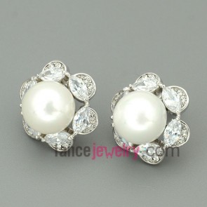 Speacial stud earrings with imitation and zirconia surrounded