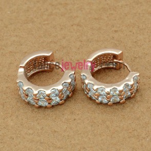 Classic earrings with white color zirconia decoration