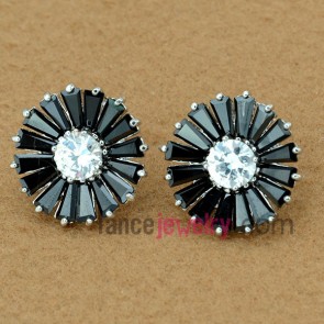 Classic black color zirconia decorated stud earrings