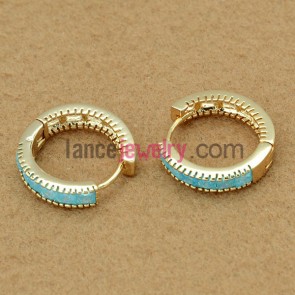 Trendy blue color zirconia decorated earrings